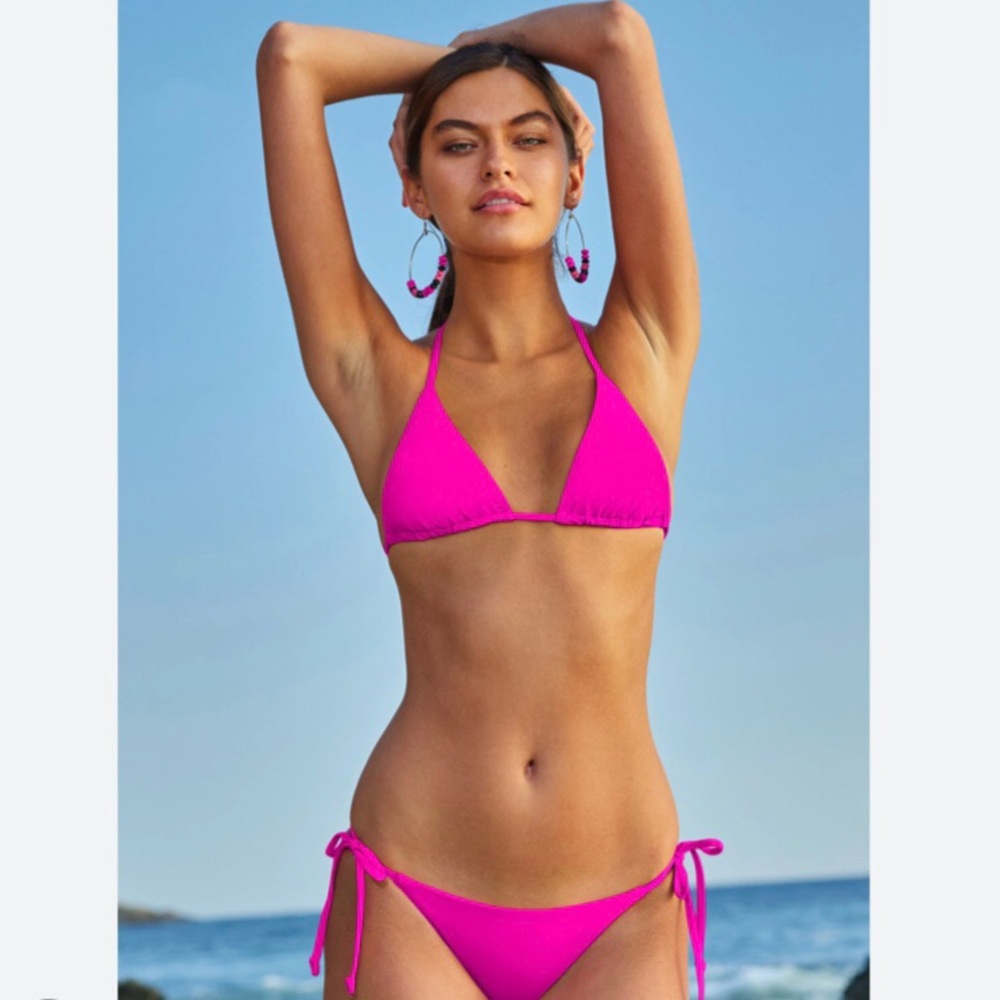 Becca Swimwear Pink String Bikini Bottoms Sz Small NWT